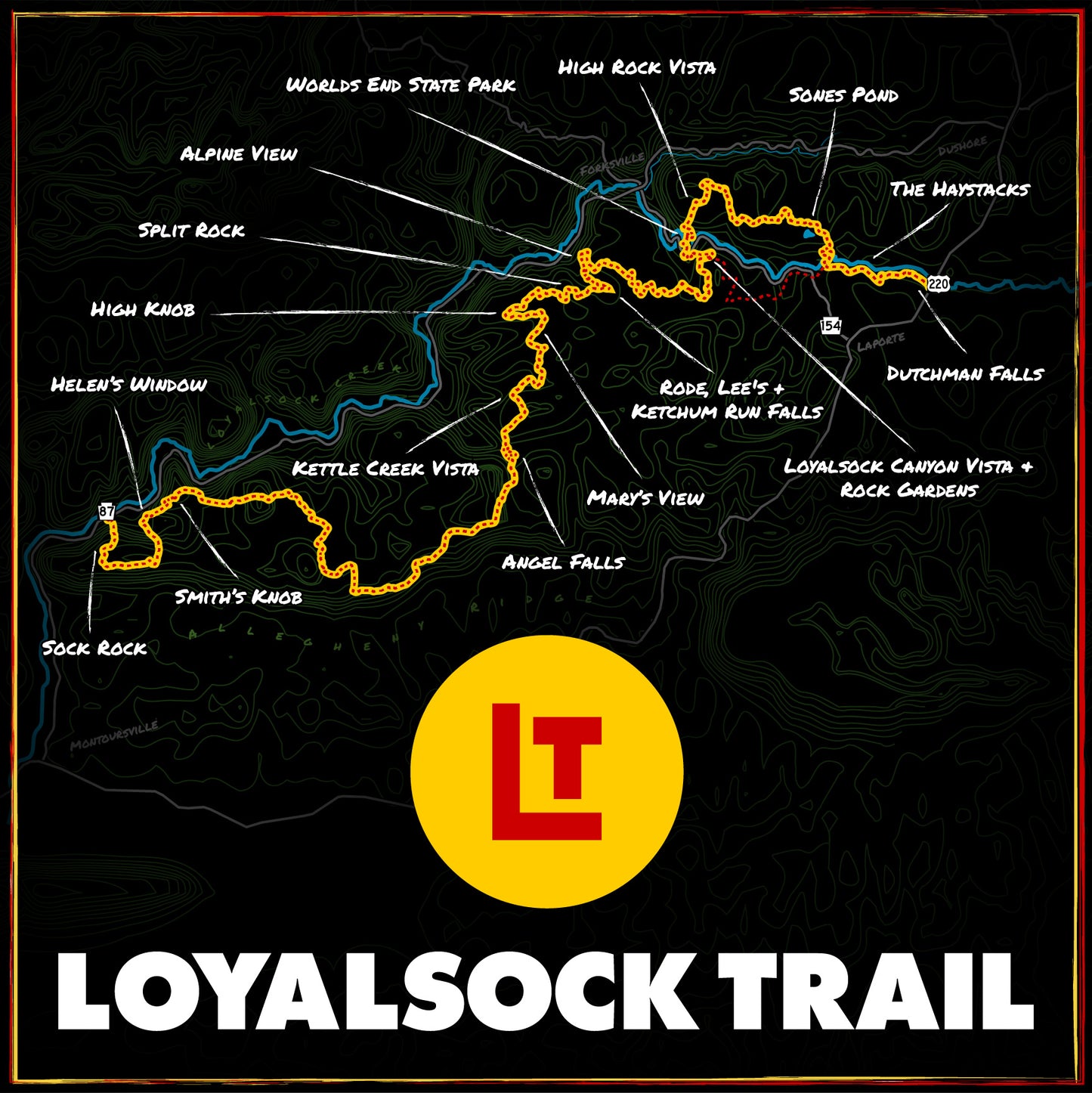 Loyalsock Trail - Deluxe Map - Unisex Classic Tee